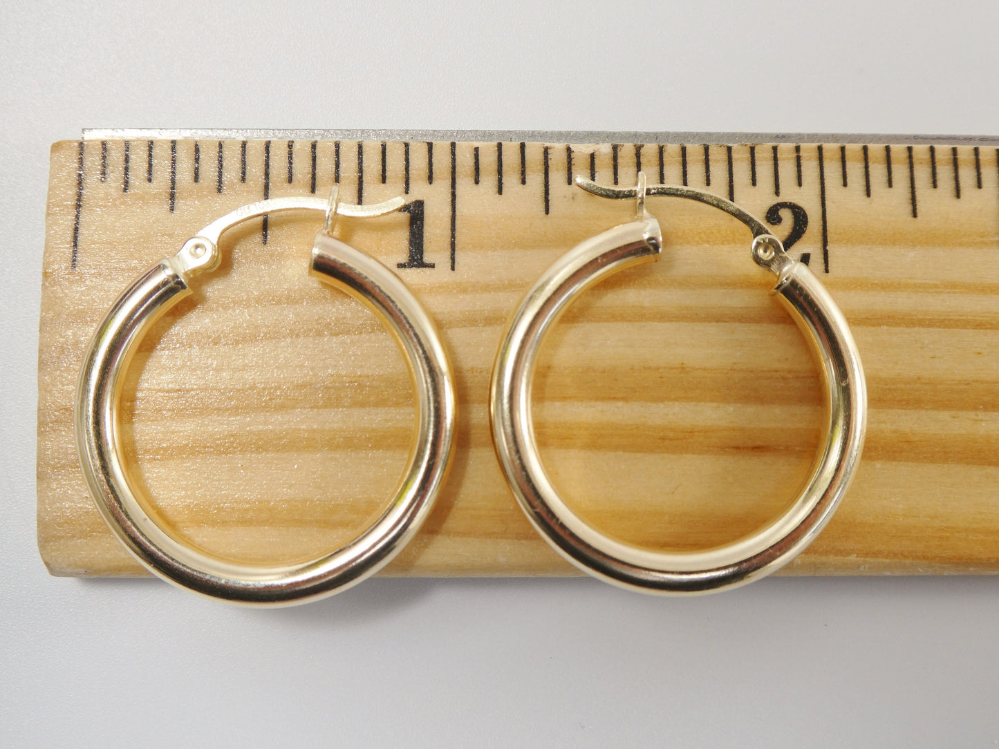 real 10k solid yellow gold plain high polish 25mm hoop huggie earrings