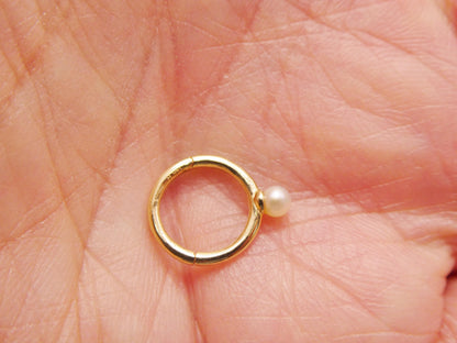 14k Real Solid Yellow Gold Seamless Clicker Cartilage Helix Hoop