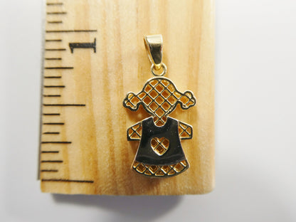 14k Real Solid Yellow Gold Two Tone Boy Girl Charm Pendent