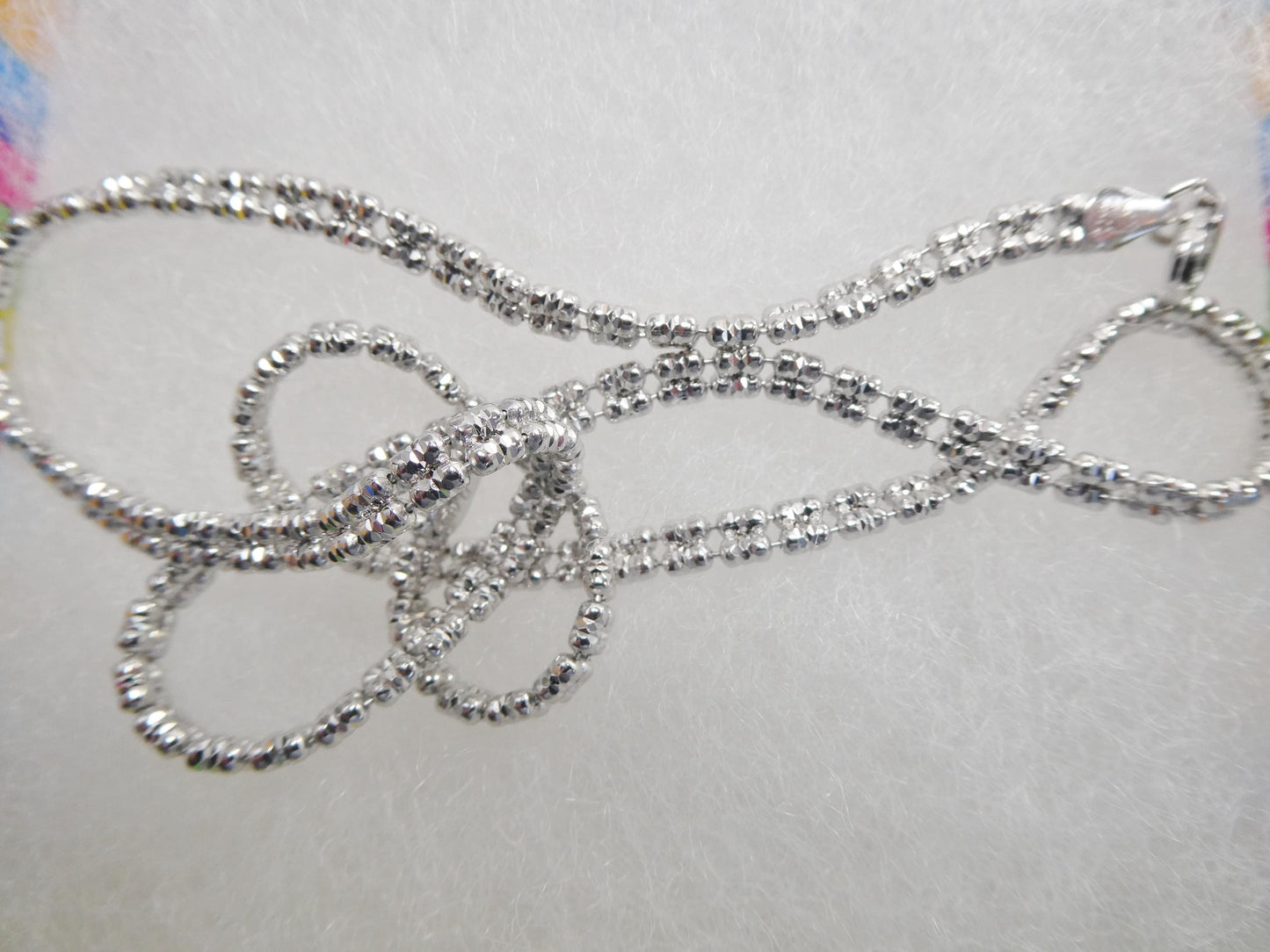 real 925 sterling silver 2 line flat diamond cut ice link chain necklace