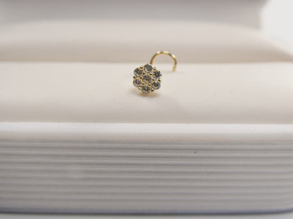 14k Real Solid Yellow Gold Flower Twist Nose Ring