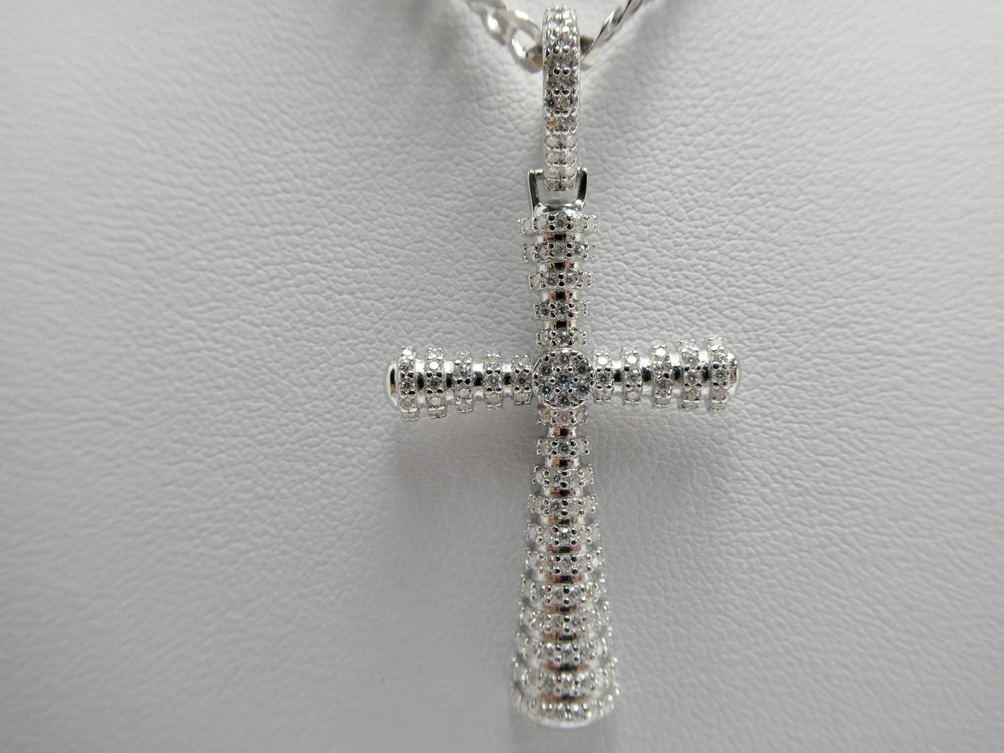 real 925 sterling silver 22 inch flat chain and moissanite cross pendent charm