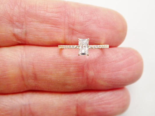 real 10k solid yellow gold women's classic micro pave setting ring