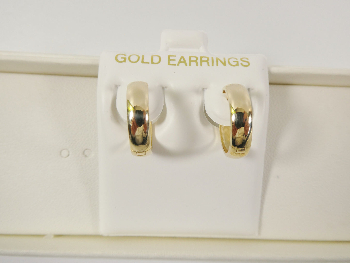 real 10k solid yellow gold 15mm high polish plain large hoop huggie earrings