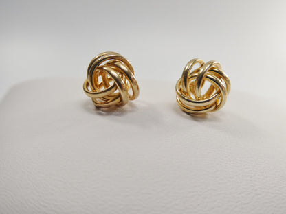 Real 10k Solid Yellow Gold Push Post Medium Size Love Knot Stud Earrings