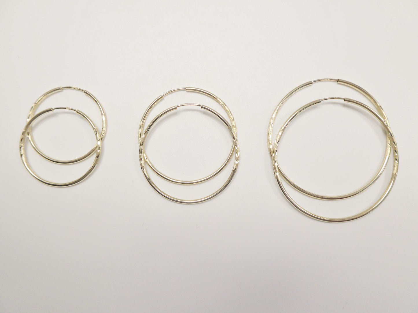10k real solid yellow gold 2mm tube diamond cut endless hoop earrings