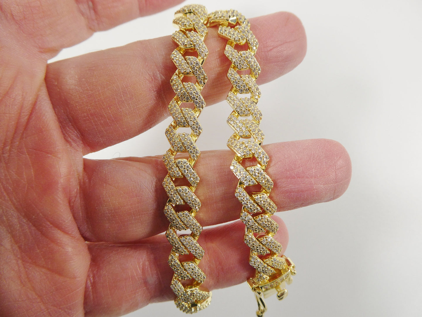 9mm 18k yellow gold filled Monaco bracelet box lock clasp