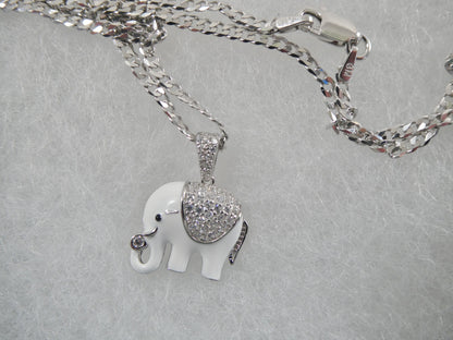 Real 925 Sterling Silver Enamel Elephant Pendent and 18 Inch Chain