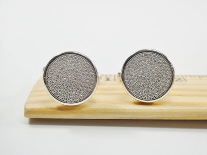 Real 925 Sterling Silver Micro Fave Full Stone Setting Cufflinks
