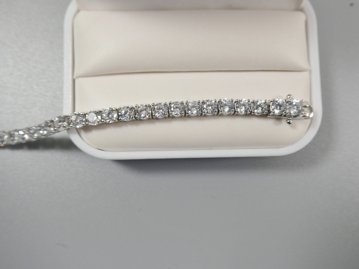 real 925 sterling silver tennis bracelet 3mm / 4mm / 5mm white gold finish