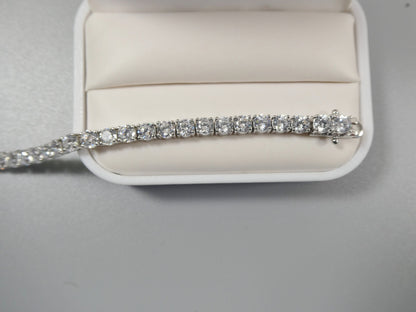 Real 925 Sterling Silver Tennis Bracelet 3mm / 4mm / 5mm White Gold Finish