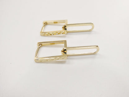 Real 10k Solid Yellow Gold Designer Hoop Huggie Earrings