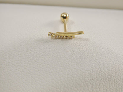 14k Real Solid Yellow Gold Helix Cartilage Earring