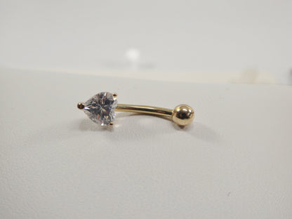 14k Real Solid Yellow Gold Heart Color Belly Ring