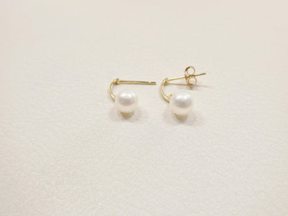 Real 10k Solid Yellow Gold Cultured Freshwater Pearl Push Post Earrings