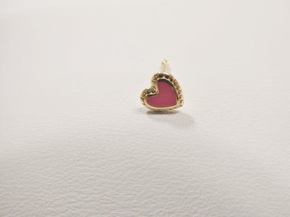 14k Real Solid Yellow Gold Heart Enamel Stud Nose Ring