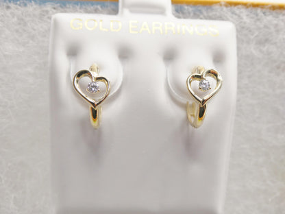 Real 10k Solid Yellow Gold Designer Heart Earrings