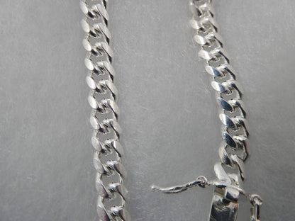6mm Real Miami Link Solid 925 Sterling Silver Men Bracelet Safety Box Lock