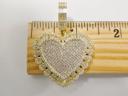 Real 925 Sterling Silver Full Stone Setting Large Heart Pendent