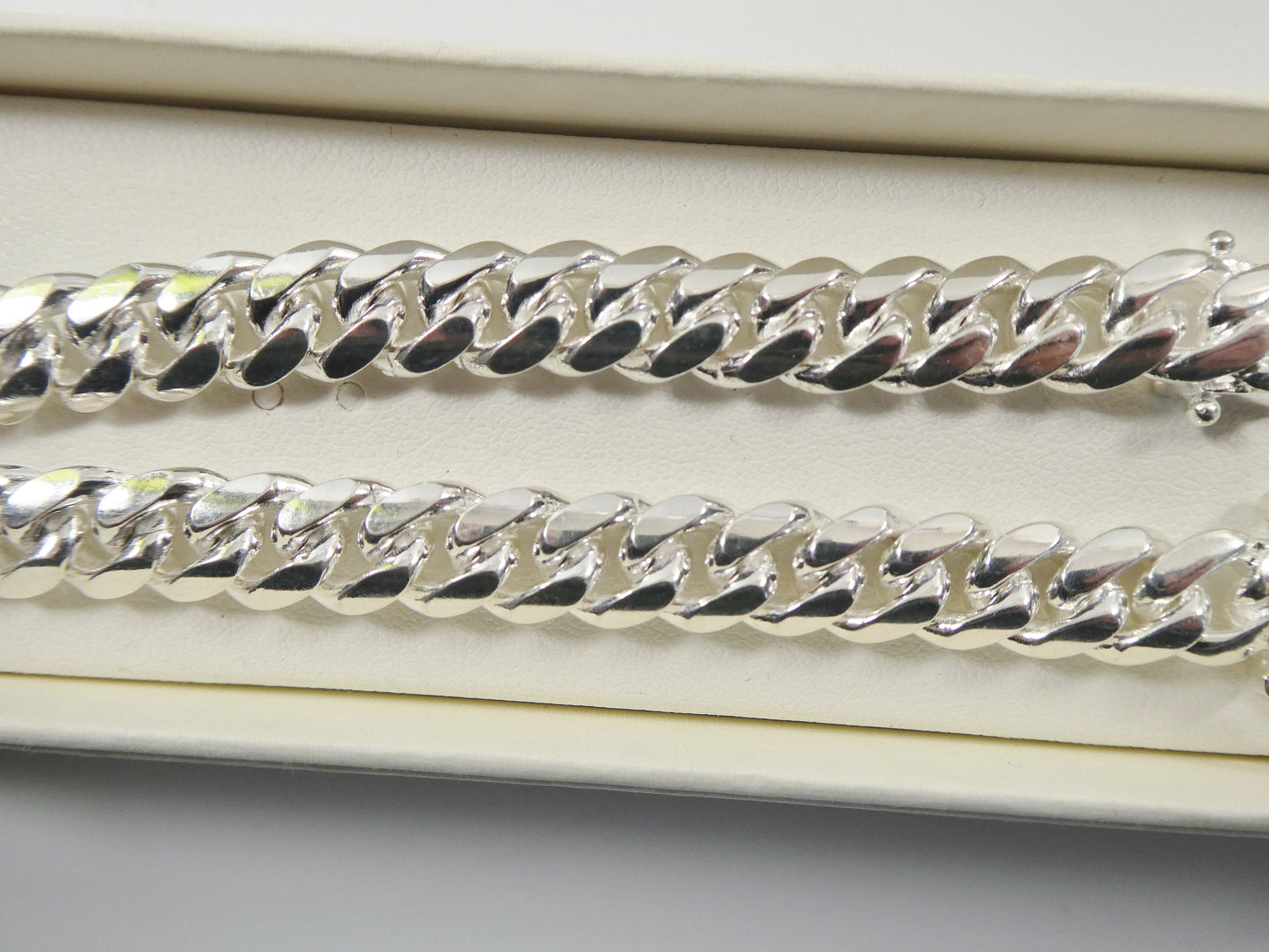 9mm real Miami link solid 925 sterling silver men bracelet safety box lock