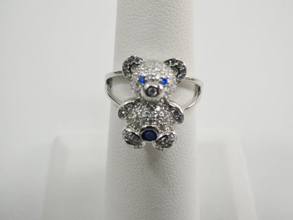 Real Solid 925 Sterling Silver Teddy Bear Ring