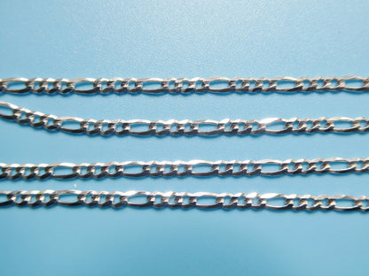 Real 925 Sterling Silver 2.8mm Italian Figaro Solid Chain Lobster Lock Clasp