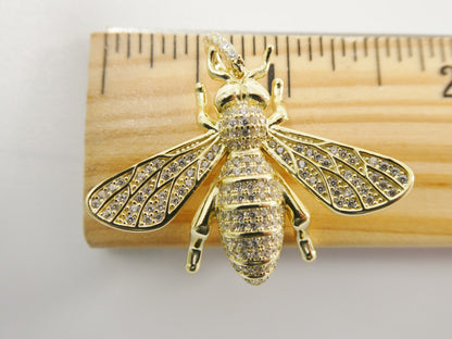 Real Solid 925 Sterling Silver Large Honey Bee Pendent