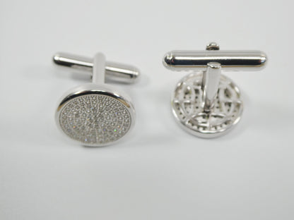 Real 925 Sterling Silver Micro Fave Full Stone Setting Cufflinks