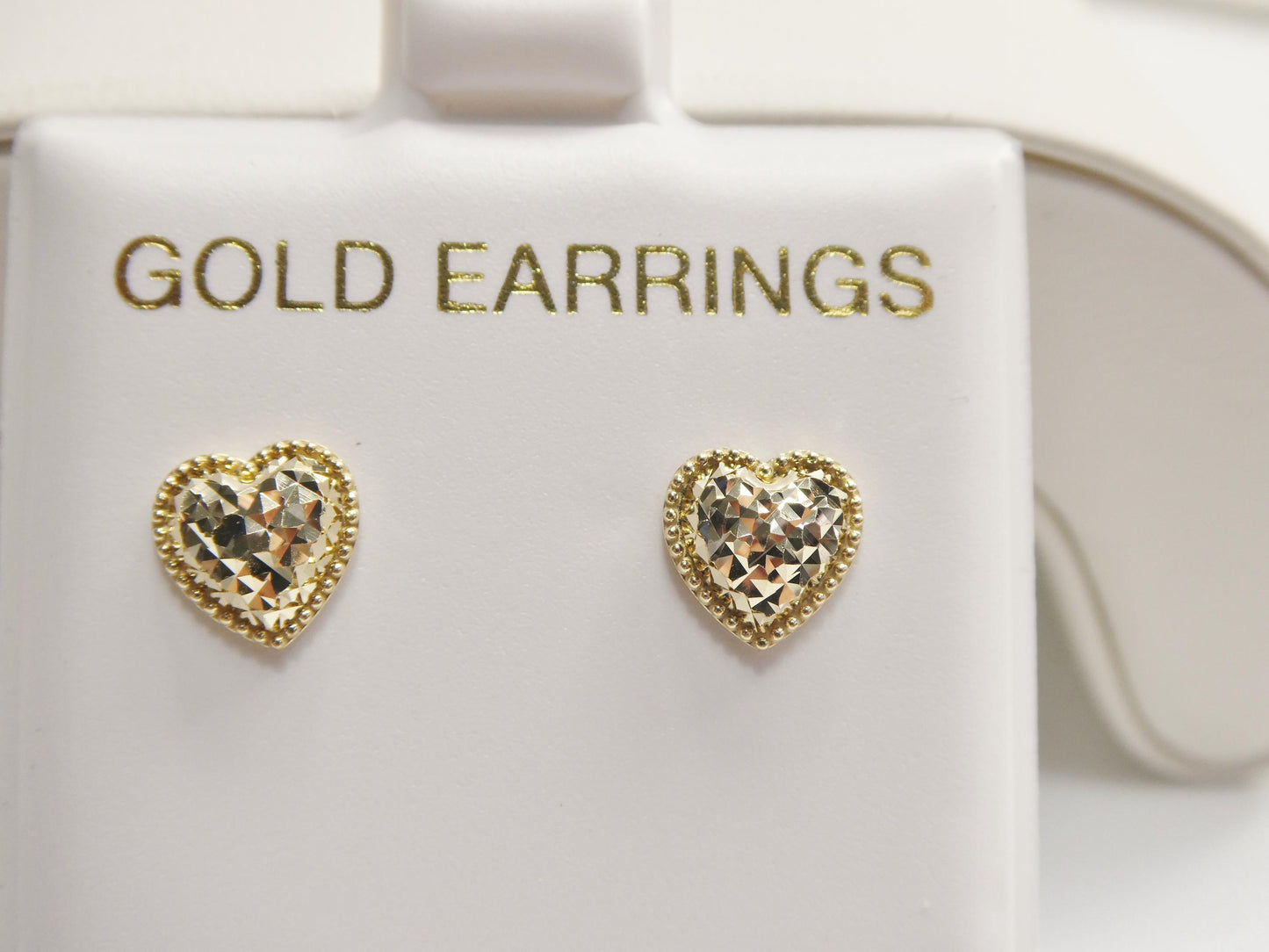 10k real solid yellow gold design heart push back earrings