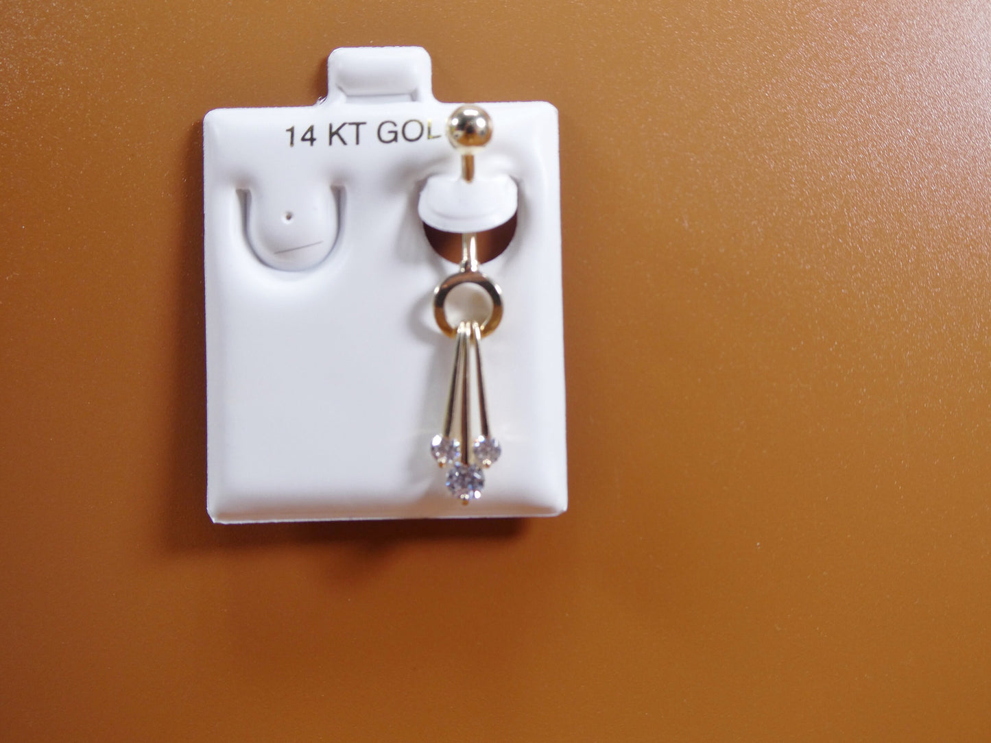 14k real solid yellow gold dangling  belly ring