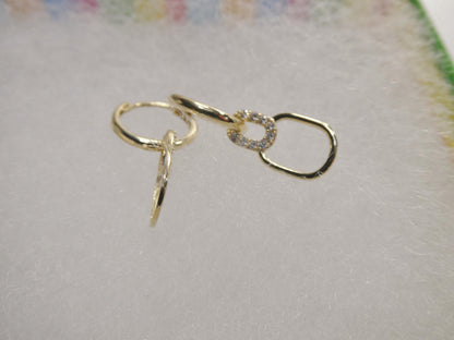Real 10k Solid Yellow Gold Designer Hoop Huggie Earrings