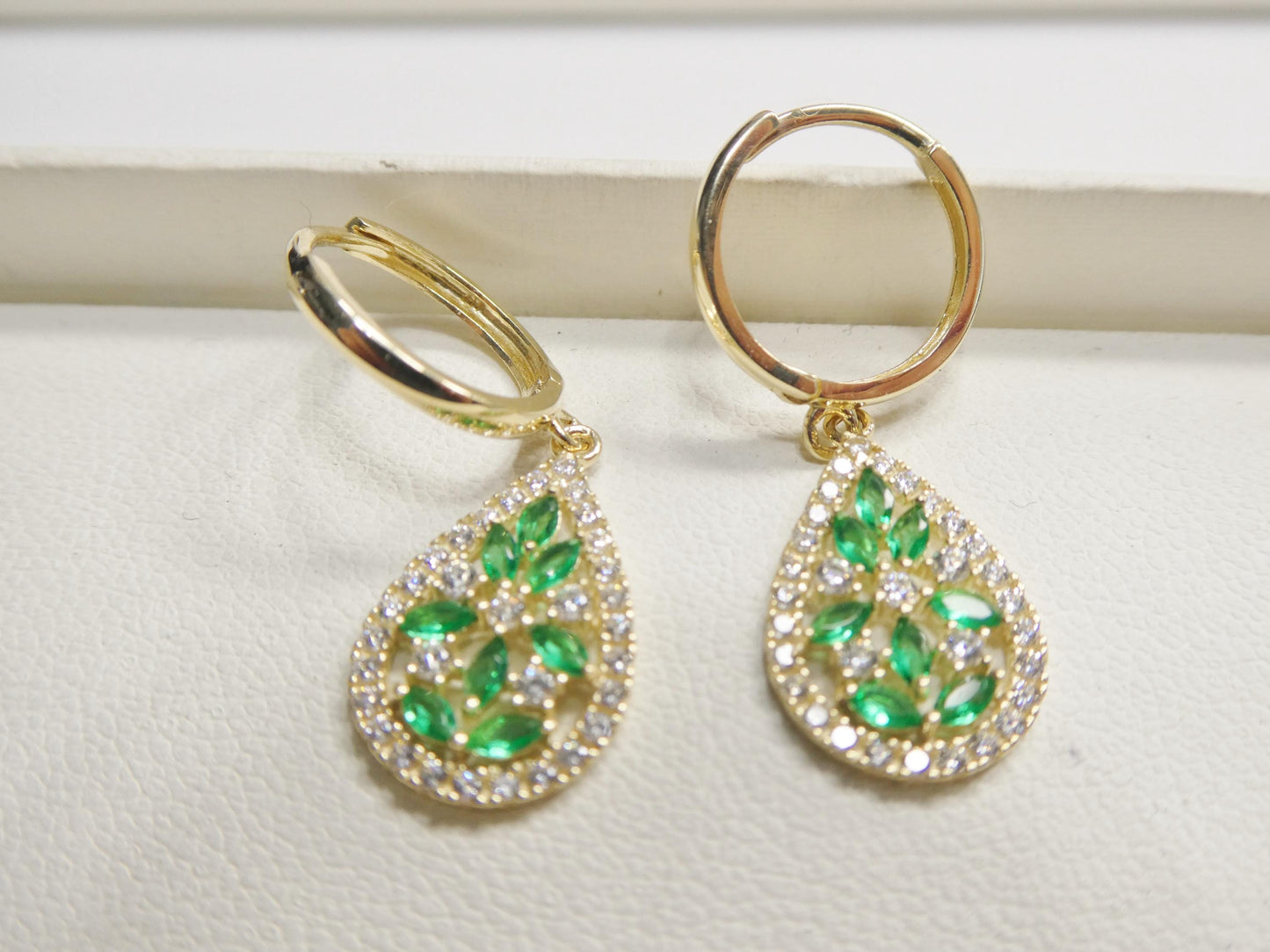 real 10k solid yellow gold designer drop earrings