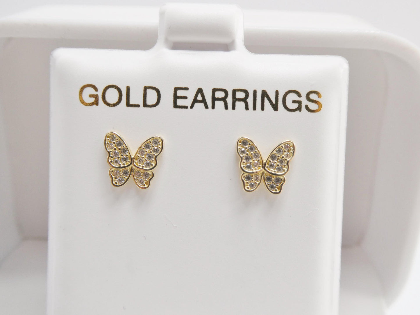 real 10k solid yellow gold butterfly screw back post earrings