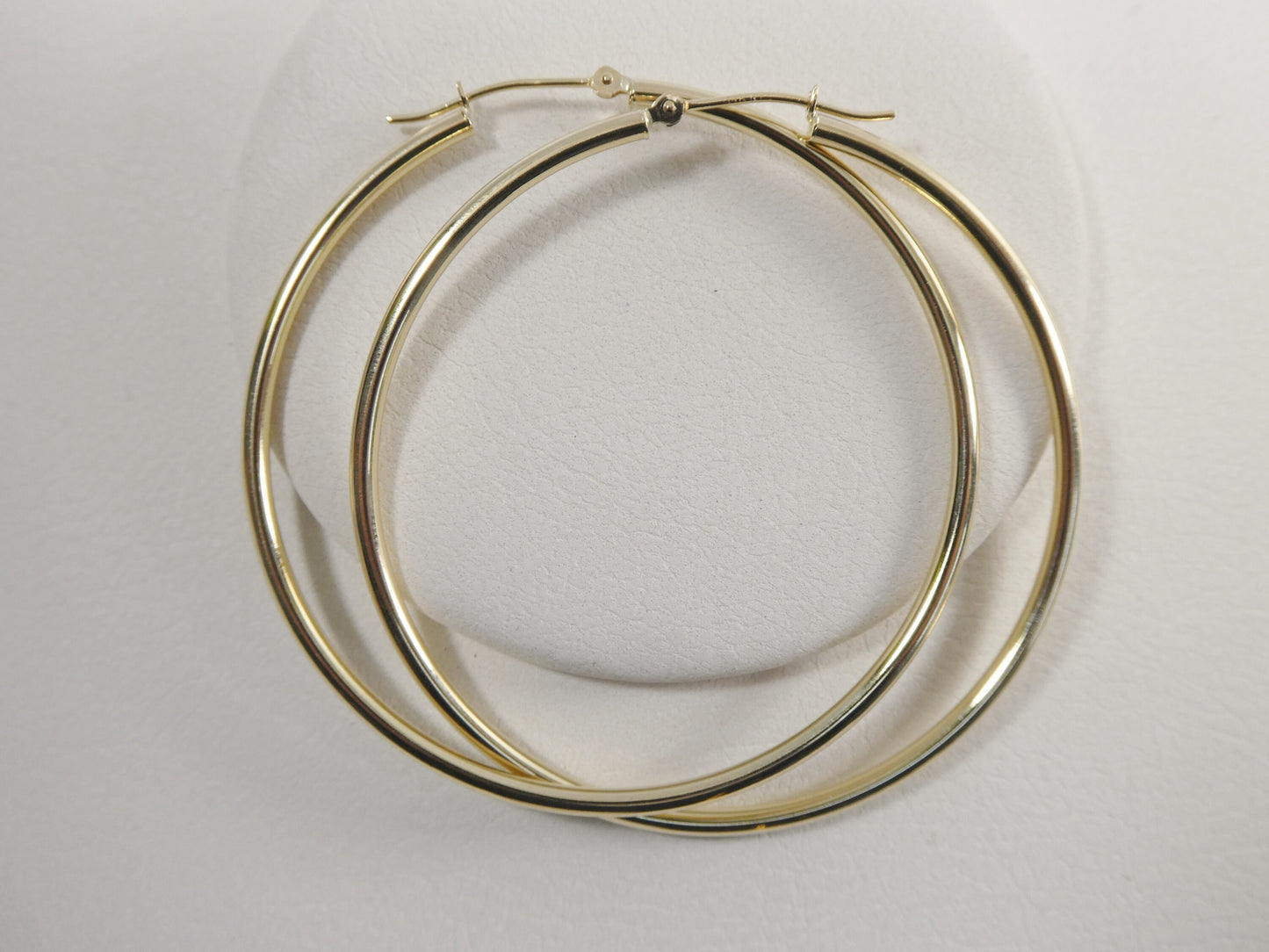 14K Solid Yellow Gold Hoop Earrings: High Polish, 50mm