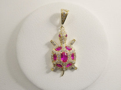 14k Real Solid Yellow Gold Turtle Charm Pendent