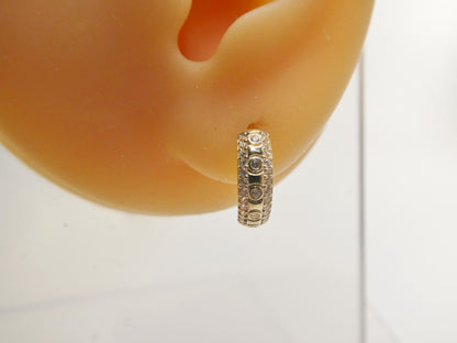 Real 10k Solid Yellow Gold Designer Hoop Huggie Earrings