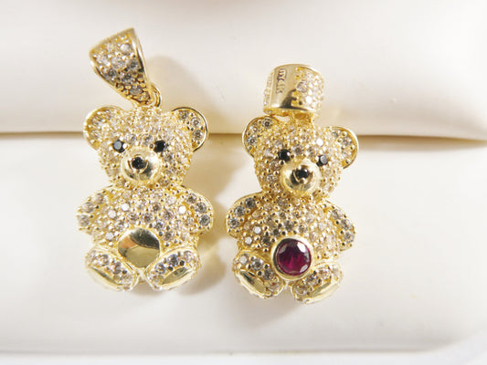 14k real solid yellow gold small teddy bear charm pendent