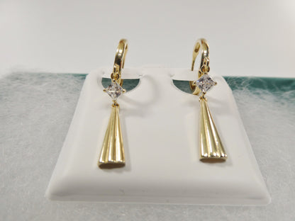 Real 10k Solid Yellow Gold Teardrop Hoop Huggie Earrings
