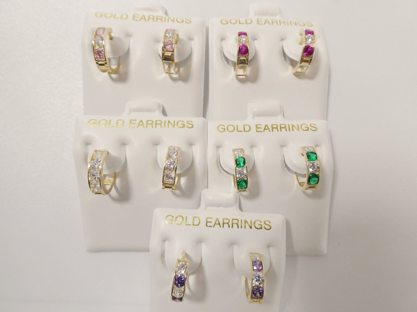 real 10k solid yellow gold color combination hoop huggie earring
