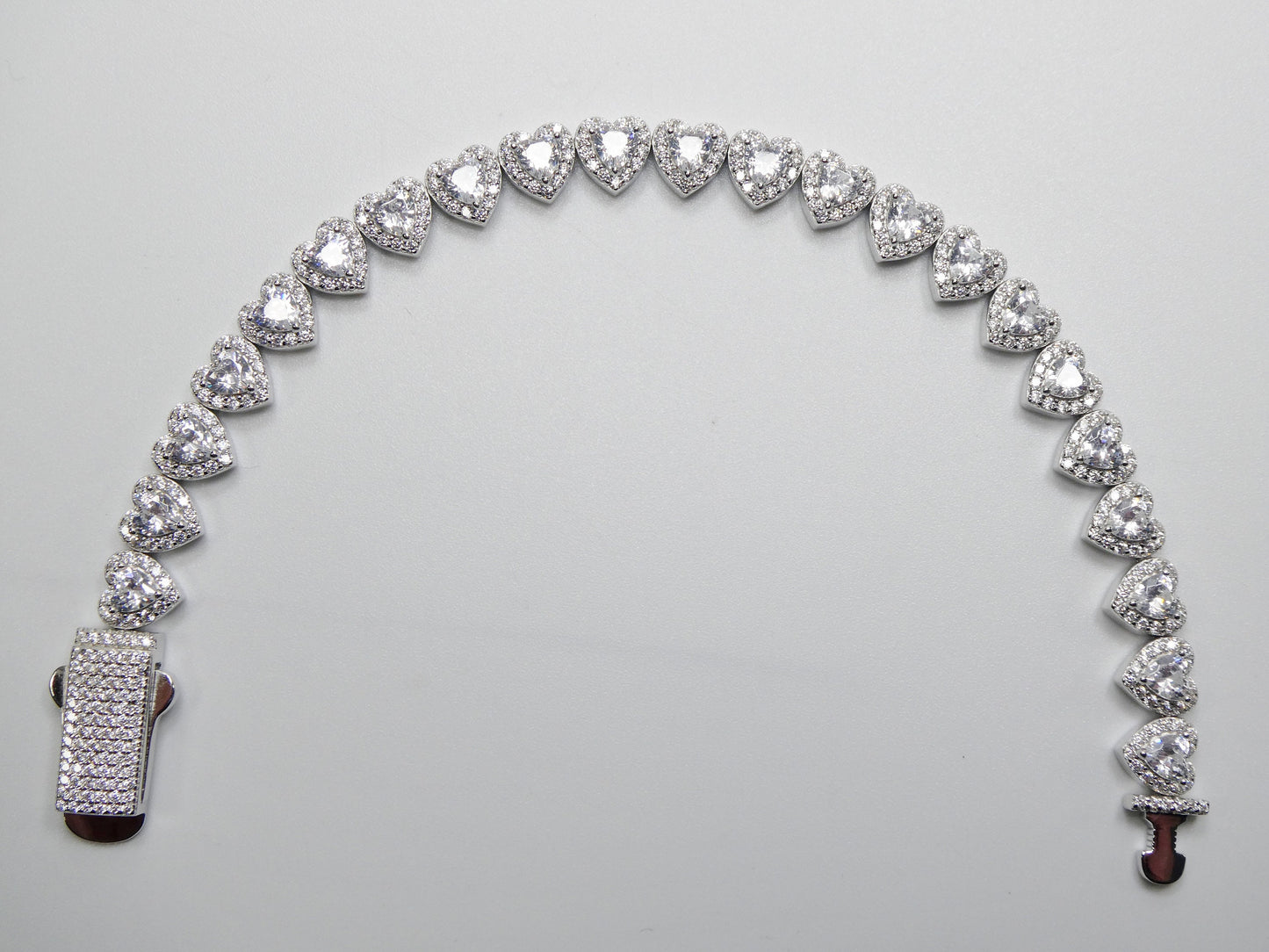 real  925 sterling silver heart stone set necklace and bracelet