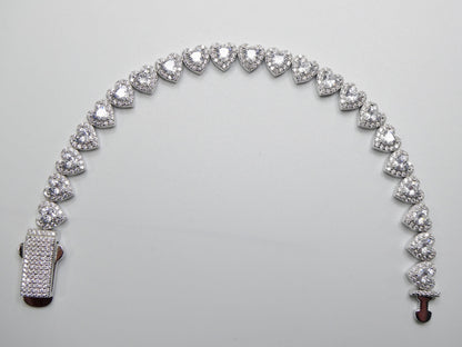 Real  925 Sterling Silver Heart Stone Set Necklace and Bracelet