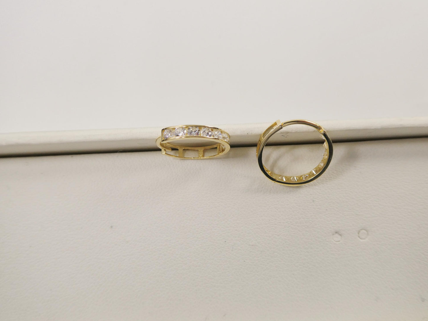 real 10k solid yellow gold 14.5mm hoop huggie earrings
