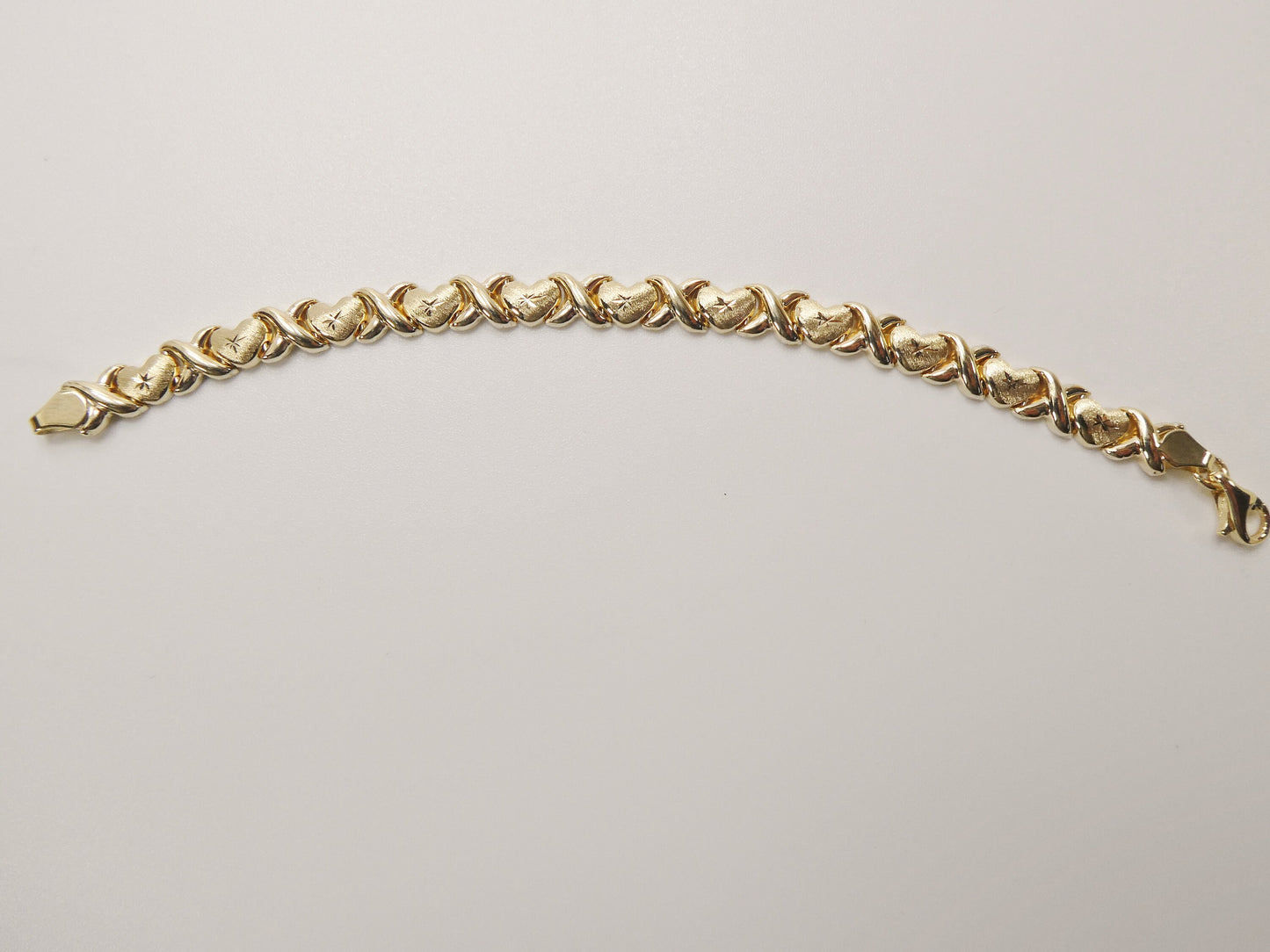 real 10k solid yellow gold 5.5/ 6.5 inch children/women xo heart bracelet