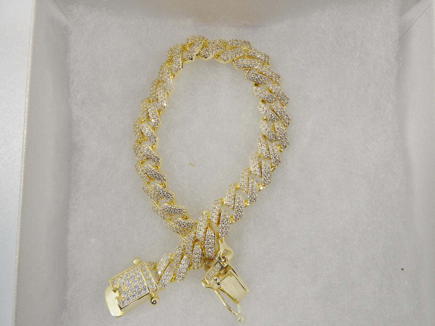 9mm 18k yellow gold filled Monaco bracelet box lock clasp