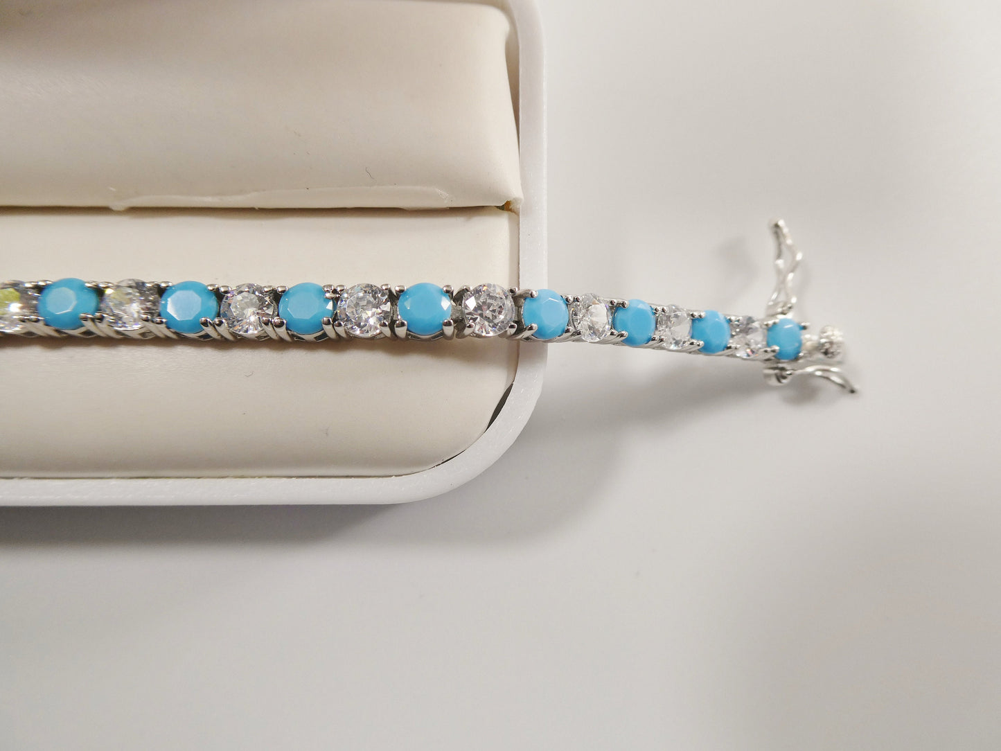 4mm 7 Inch turquois tennis bracelet real 925 sterling silver