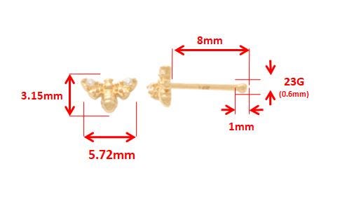 14k real solid yellow gold honeybee nose rings