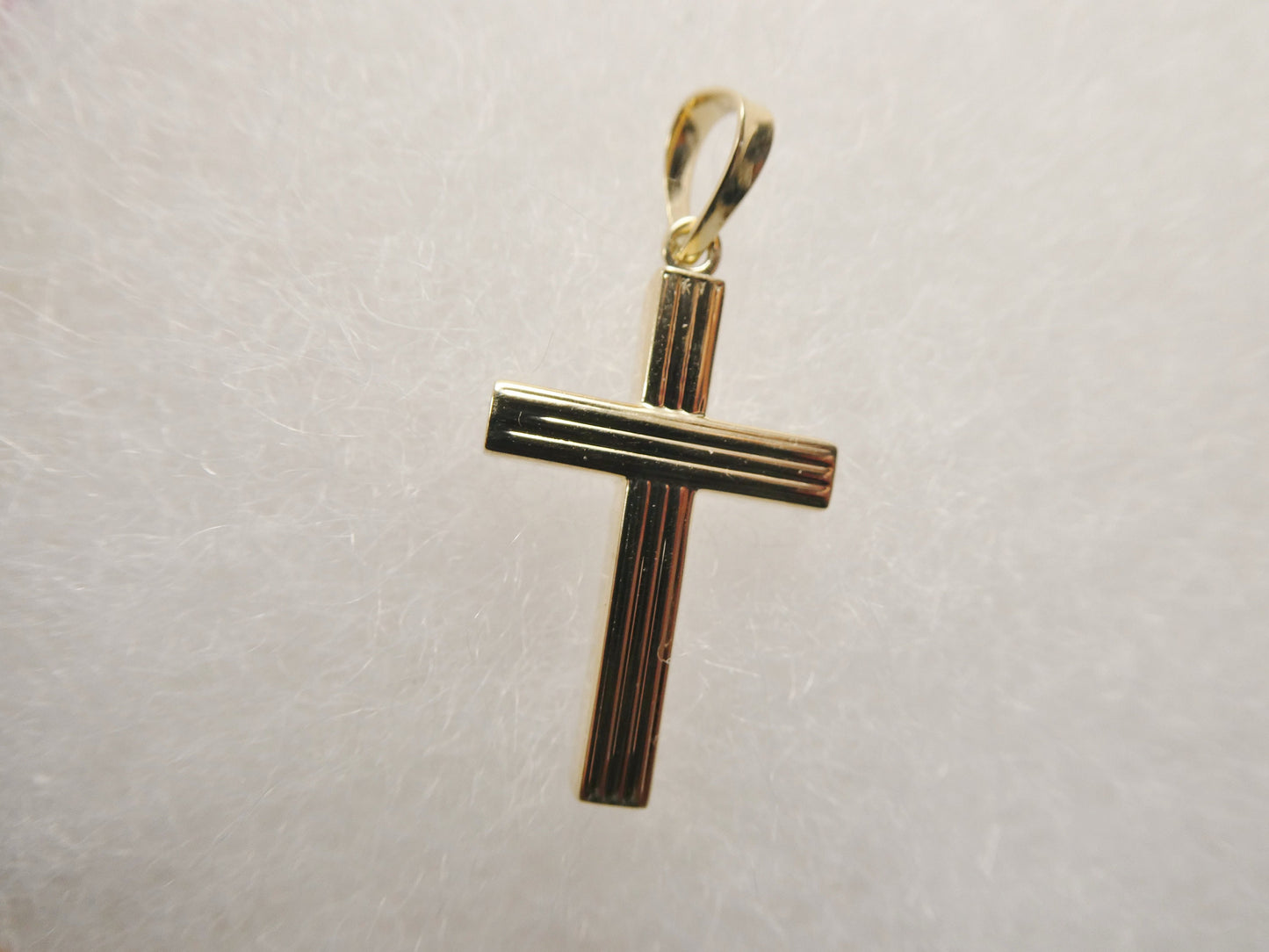 14k real solid yellow gold high polish cross pendent