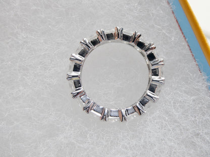 Real 925 Sterling Silver Solitaire Moissanite Anniversary Eternity Ladies Band