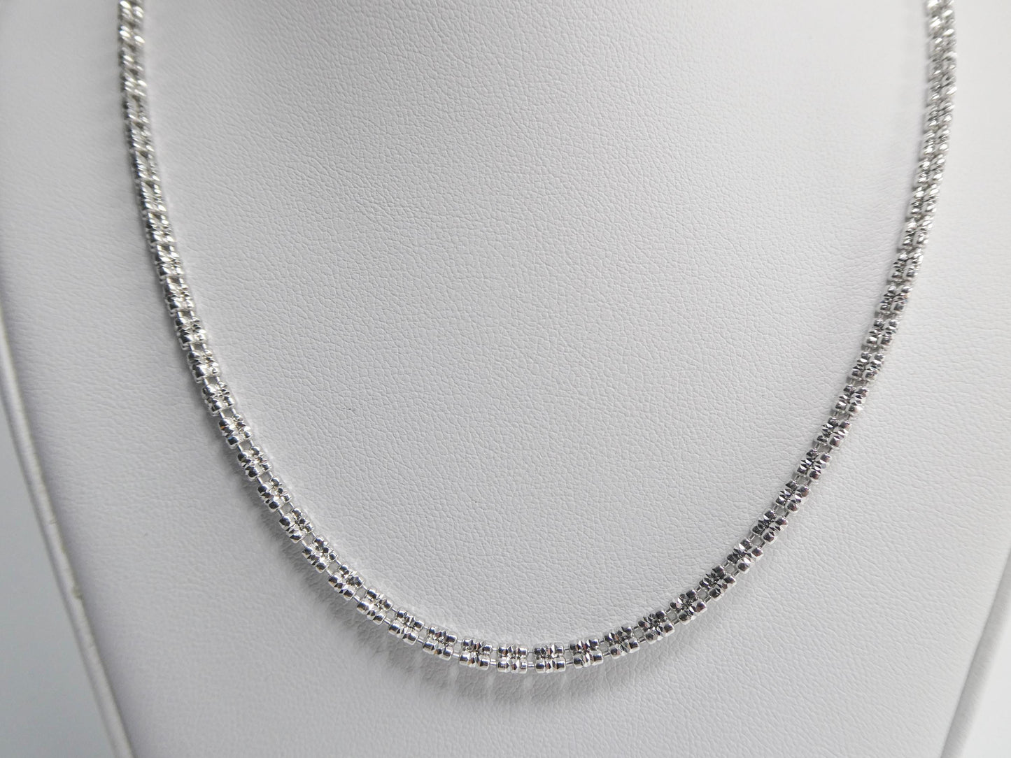 real 925 sterling silver 3 line diamond cut ice link chain necklace