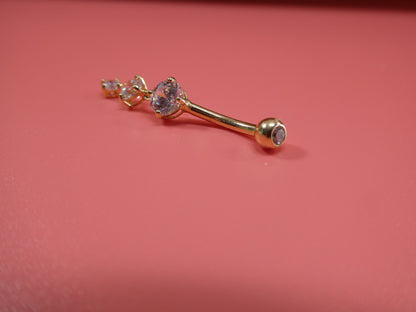 14k Real Solid Yellow Gold Flower Belly Button Ring Piercing